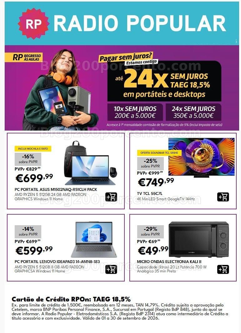 Antevisão Folheto RADIO POPULAR Promoções de 18 a 30 setembro